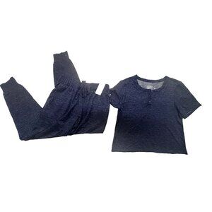 Jockey Luxe Lounge Ribbed Tee and Jogger Set Purple Size S